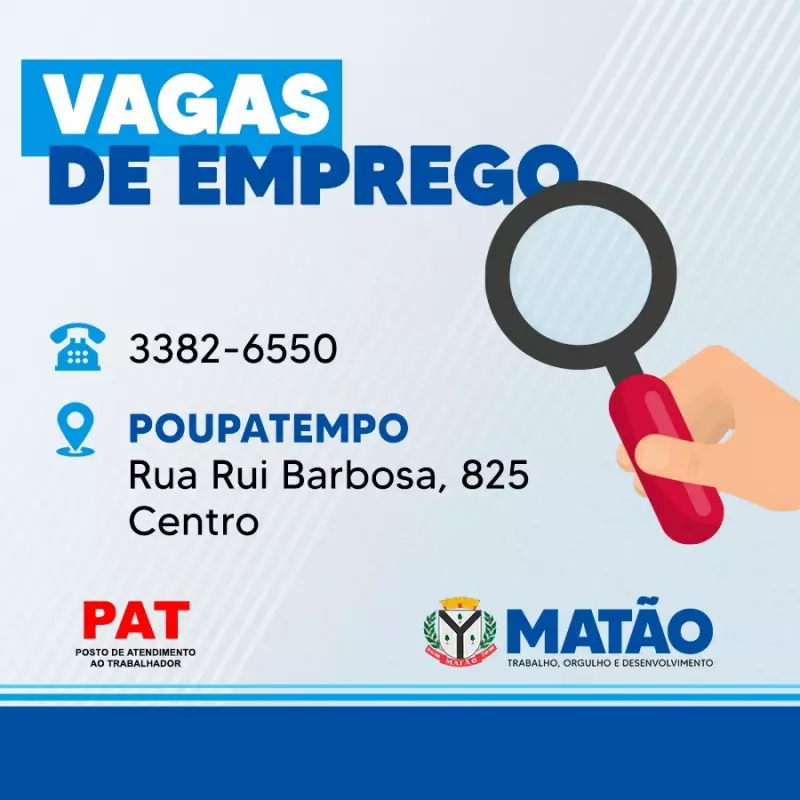 Fala Matao - Confira as vagas disponíveis no PAT Matão